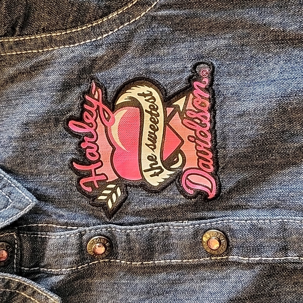 Harley Davidson Denim Onesie Size 3/6 Months - Picture 2 of 6